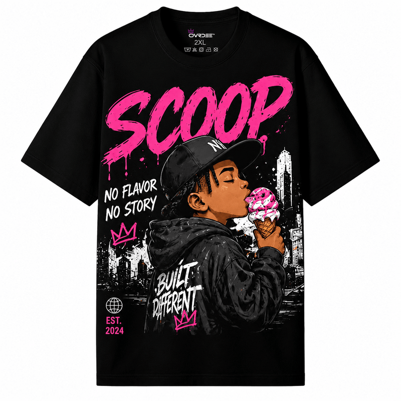 Scoop No Flavor No Story 270GSM Unisex Classic Fit Crew Neck Tee - Ovrdse