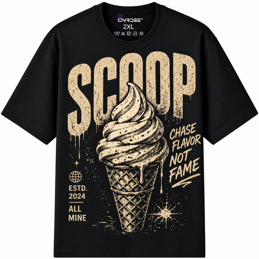 Scoop Chase Flavor Cold Gold 270GSM Unisex Classic Fit Crew Tee - Ovrdse