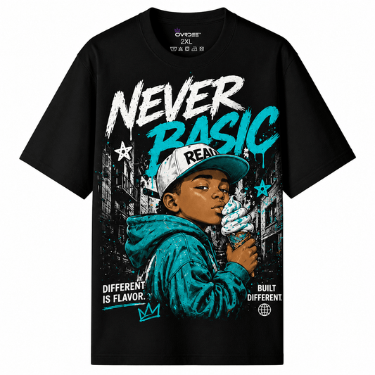 Never Basic Different Is Flavor 270GSM Unisex Classic Fit Crew Tee - Ovrdse