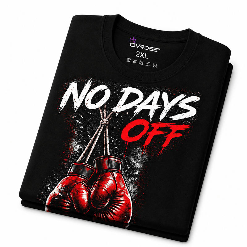 No Days Off Red Gloves 270GSM Unisex Classic Fit Crew Neck T-shirt - Ovrdse