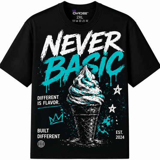 Never Basic Different Is Flavor 270GSM Unisex Classic Fit Crew Tee - Ovrdse