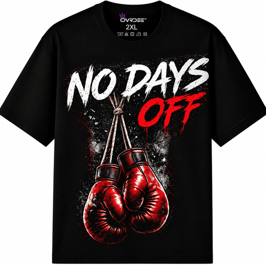 No Days Off Red Gloves 270GSM Unisex Classic Fit Crew Neck T-shirt - Ovrdse