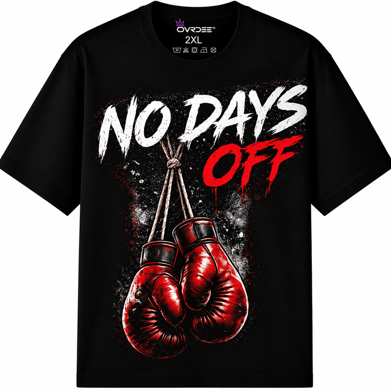 No Days Off Red Gloves 270GSM Unisex Classic Fit Crew Neck T-shirt - Ovrdse