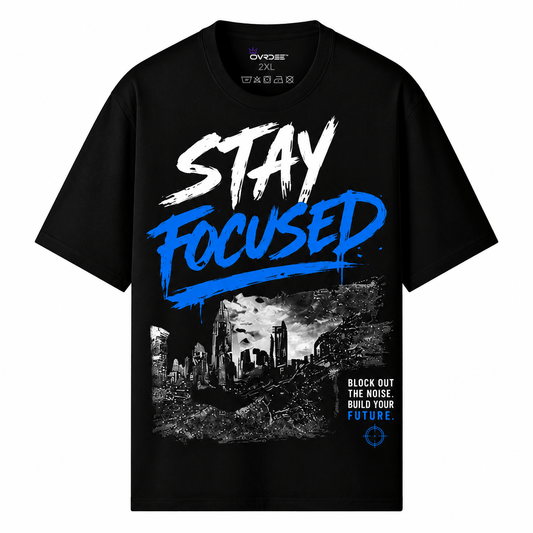 Stay Focused 220GSM Unisex Regular Fit Crew Tee - Ovrdse