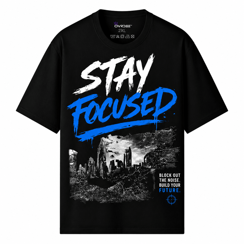 Stay Focused 220GSM Unisex Regular Fit Crew Tee - Ovrdse