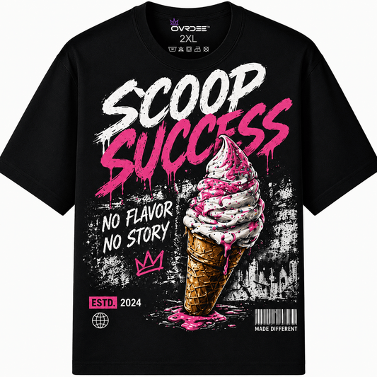 Scoop Success No Flavor No Story 270GSM Unisex Classic Fit Crew Tee - Ovrdse