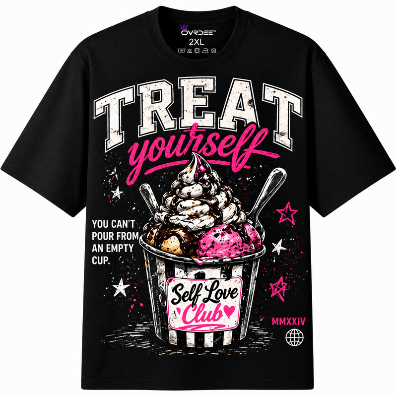 Treat Yourself Full Serve 270GSM Unisex Classic Fit Crew Tee - Ovrdse