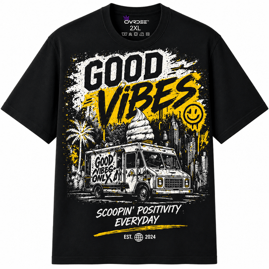 Good Vibes Only 270GSM Unisex Classic Fit Crew Tee - Ovrdse