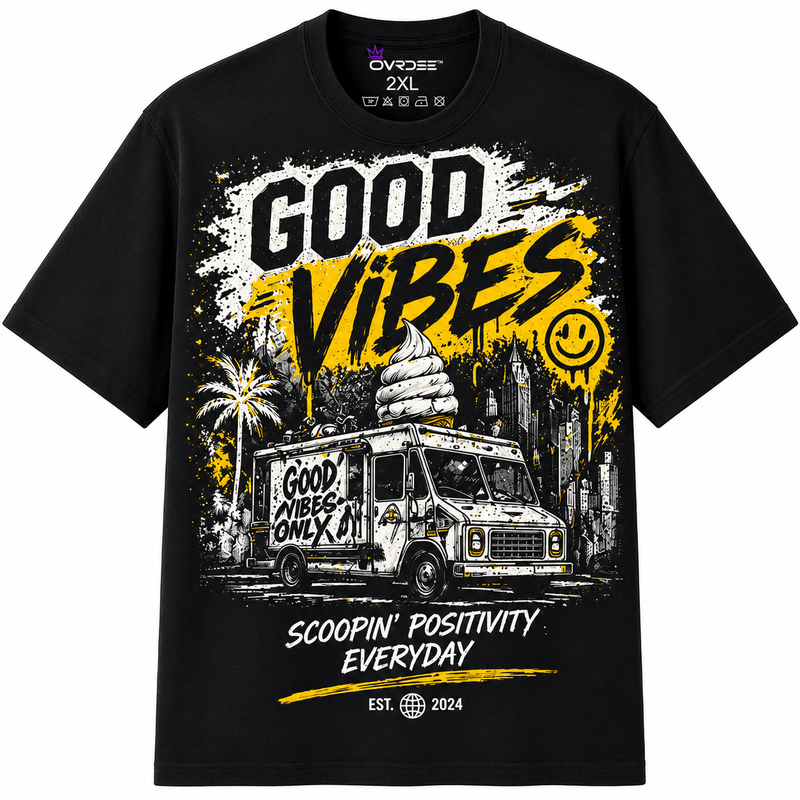 Good Vibes Only 270GSM Unisex Classic Fit Crew Tee - Ovrdse